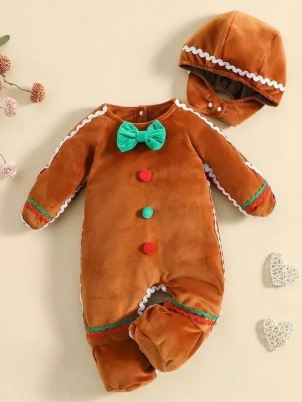 Gingerbread Man 2 piece baby costume - velour Size is 80 (6-12 months) Rickrack